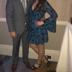 Blue & black velvet dress